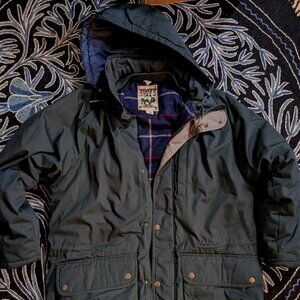 Vintage 1871 Men's Dark Gray Flannel Lined Parka Heavy Outdoor Hooded Jacket XL